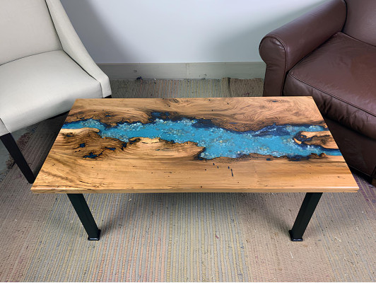 Couchtisch River Table Echtes Holz Flusstisch Dekorative Massiv Epoxidharz