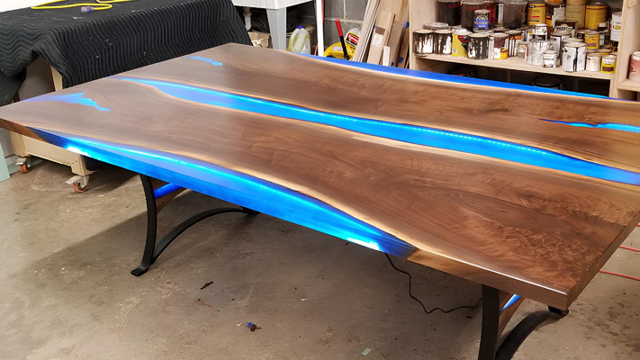 Esstisch River Table Echtes Holz Flusstisch 260x110 Massive Tische