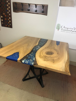 Esstisch River Table Echtes Holz Flusstisch 110x110 Massive Tische