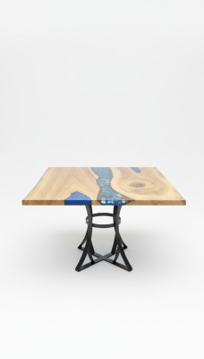Esstisch River Table Echtes Holz Flusstisch 110x110 Massive Tische