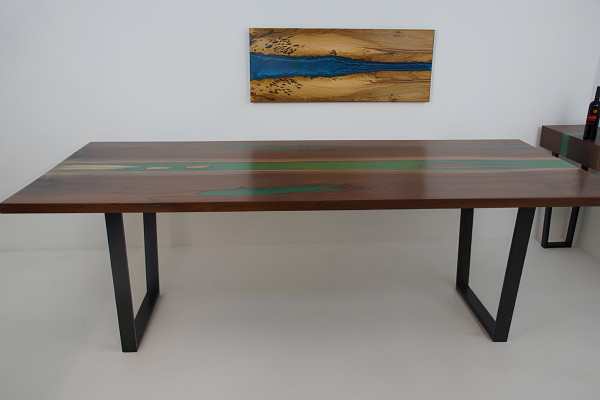 Esstisch River Table Massiv Tische 240x100 Flusstisch Epoxidharz Meer Waterfall
