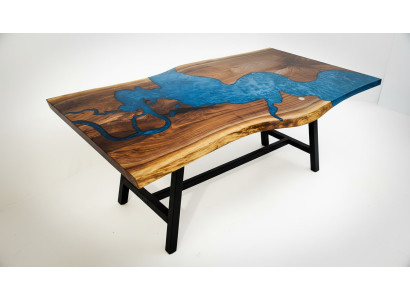 Wasserfall tisch epoxid harz esstisch echtes holz massive möbel epoxy tisch neu