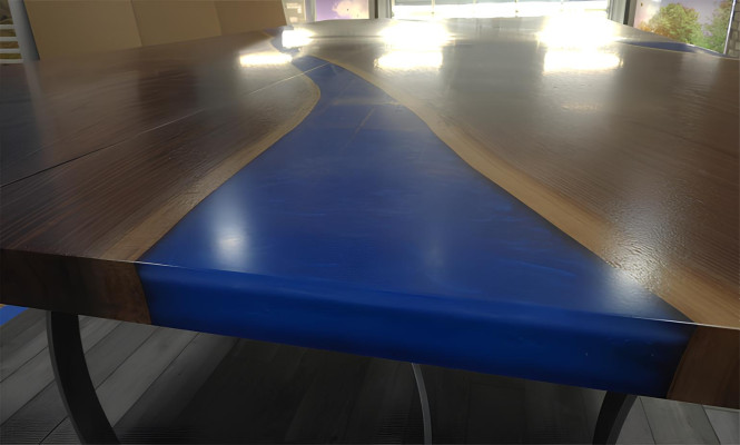 Holz Tisch Esszimmer Epoxy Resin Möbel Konferenztisch Epoxid Harz Giessharz neu