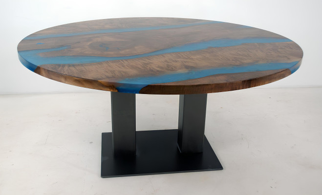 Massiver Esstisch Runder Tisch Epoxy Harz Möbel Wasserfall Fluss Tische Möbel