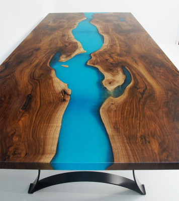 Maßanfertigung Tisch Epoxy Epoxidharz Resin Fluss Holz Echtes Preis 1qm Tische