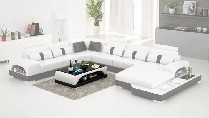 Ecksofa Polster Ecksofa U-Form Modernes Sofa Ledersofa Designer-Sofa