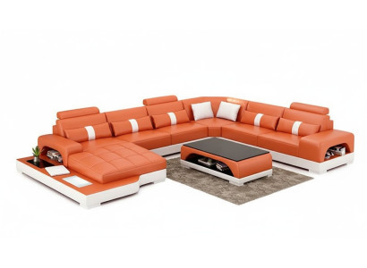 Ecksofa Polster Ecksofa U-Form Modernes Sofa Ledersofa Designer-Sofa