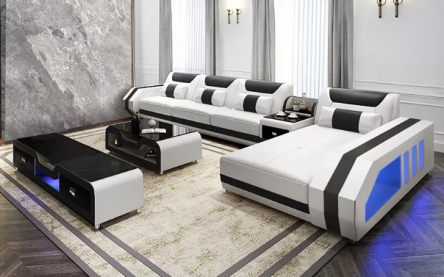Ecksofa Polster Ecksofa LForm Couchtisch Modernes Sofa Wohnlandschaft 2tlg. Neu