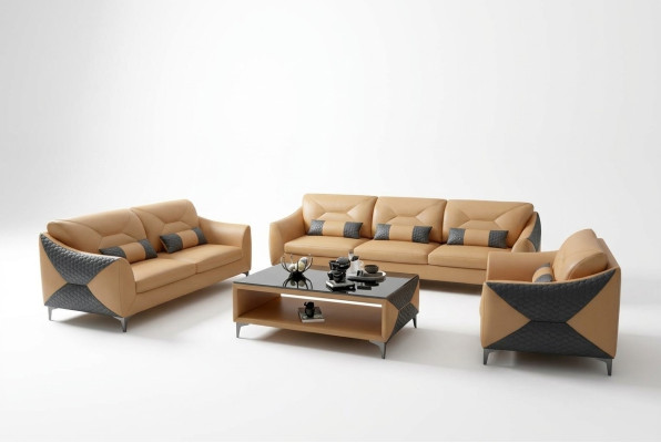 Modernes Sofa Sofagarnitur 321 Sitzer Couchtisch Garnituren Leder Gruppe 4tlg