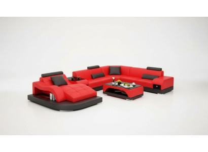Ecksofa UForm Sessel Couchtisch Modernes Sofa Ledersofa Ecksofa Polster 2tlg Set