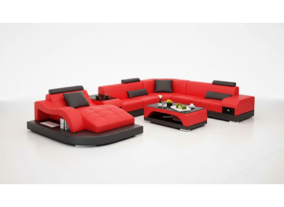 Ecksofa UForm Sessel Couchtisch Modernes Sofa Ledersofa Ecksofa Polster 2tlg Set