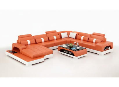 Eckgarnitur Sofa Polster Eckgruppe Wohnlandschaft Ledersofa Couchen sofas U-Form