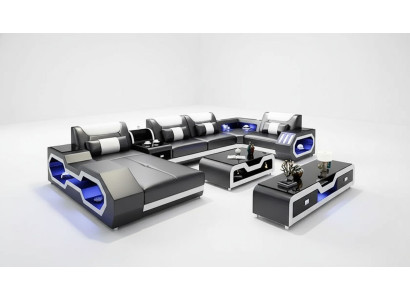 Ecksofa UForm Couchtisch Sideboard Ledersofa Wohnlandschaft Designer Sofa Set