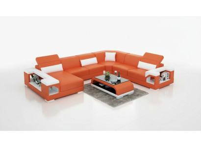 Ecksofa Wohnlandschaft Eckcouch Eckgarnitur Polster Sofa UForm Ledersofa Couch