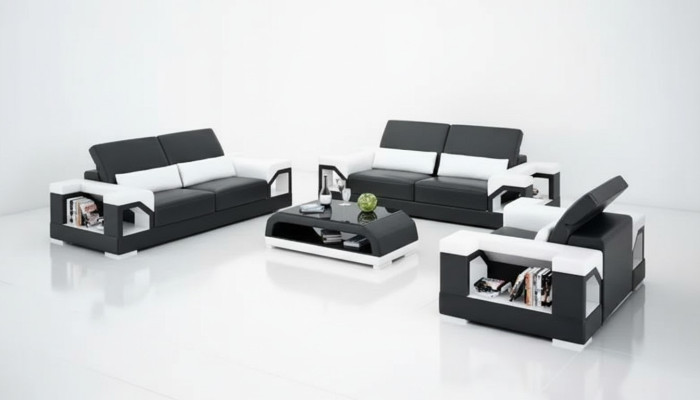 Sofagarnitur 321 Sitzer Couchtisch Wohnlandschaft Ledersofa Modernes Sofa Couch