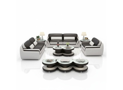 Sofagarnitur 321 Tisch Hocker Sideboard Wohnlandschaft Couchen Sofa Couch 7tlg.