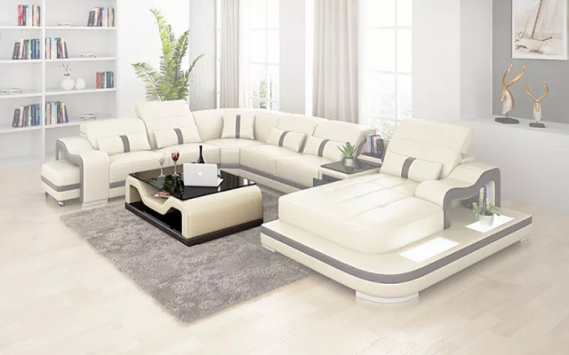 Design Ecksofa U Form Wohnlandschaft Designer Sofa Ledersofa Eckgarnitur Polster