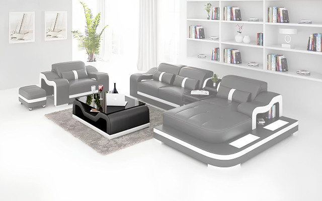 Designer Sofa Ecksofa L Form Sessel Sitzpolster Polster Wohnlandschaft Ledersofa