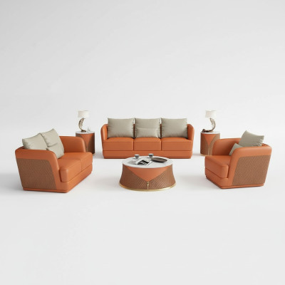Italienische Designer Wohnzimmer Möbel Ledersofa Couchgarnitur Sofa Couch Set