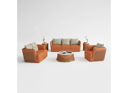 Italienische Designer Wohnzimmer Möbel Ledersofa Couchgarnitur Sofa Couch Set