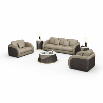 Garnitur Leder Designer Sofa Couch Polster 6tlg. Set Garnituren Couchtisch