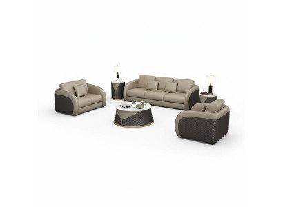 Garnitur Leder Designer Sofa Couch Polster 6tlg. Set Garnituren Couchtisch