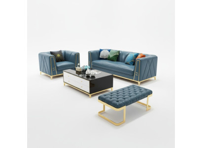 Chesterfield Exklusive Design Möbel 31 Sitzer Hocker Couch Polster Garnitur