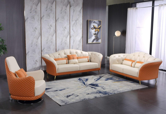 Designer Garnituren Sofa Couch Polster Garnitur 6tlg. Set Leder Couchtisch