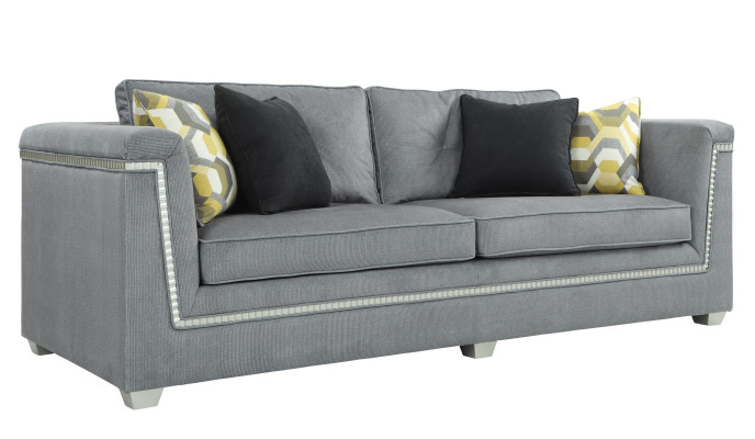 Sofagarnitur 3+1 Grau Wohnzimmer Textil Polstermöbel Modernes Sofa