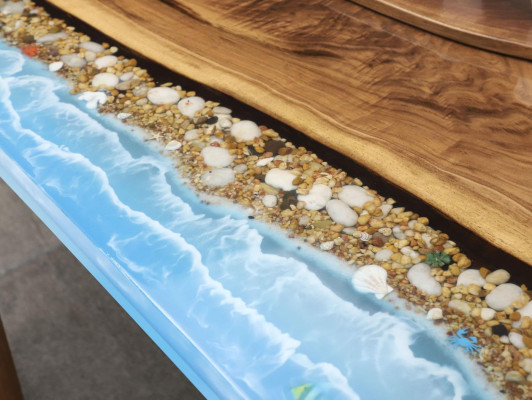 Esstisch 1qm epoxid harz holz massive möbel wasserfall epoxy tisch