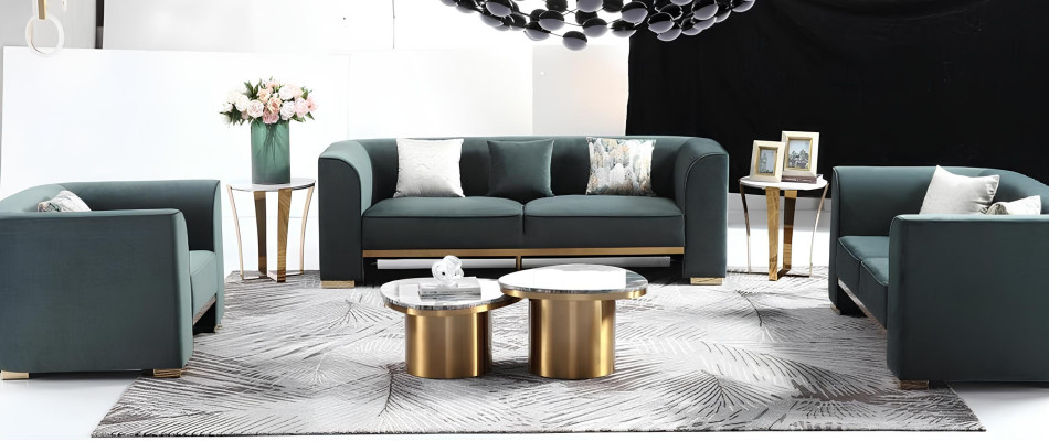 Rund Tisch Couch Marmor Runde Tische Beistell Edelstahl Doppel Set 2tlg Möbel