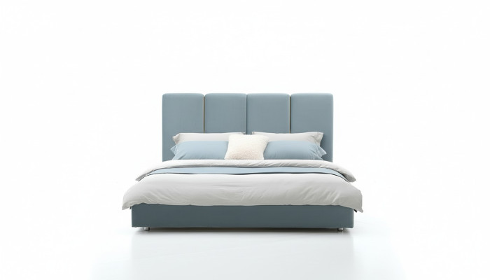Designer Bett Blau 180x200 Schlafzimmer Betten Textil Hotel Luxus Polster Sitz