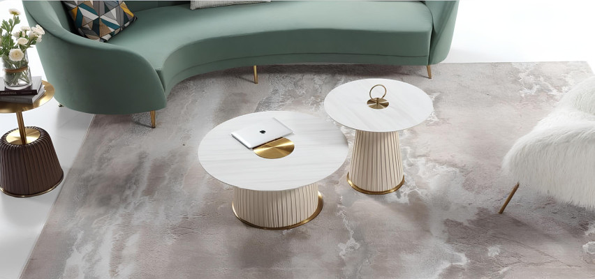Rund Sofa + Couchtisch Modernes Sofa Wohnzimmer Couchtisch Möbel Komplett Set