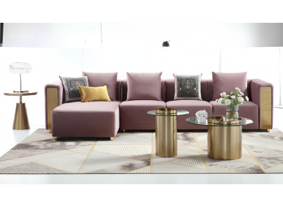 Ecksofa L-Form Couchtisch Polster Ecke Wohnzimmer Luxus Möbel Sofa Couch 3tlg