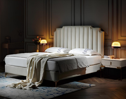 Bett Leder 2x Nachttisch 3 tlg. Schlafzimmer Set Möbel Modern Neu Luxury Betten