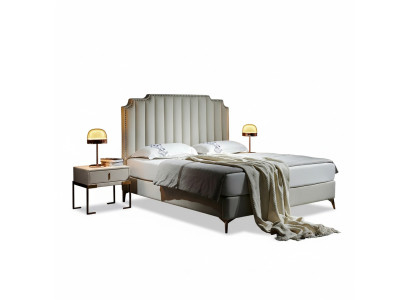Bett Leder 2x Nachttisch 3 tlg. Schlafzimmer Set Möbel Modern Neu Luxury Betten