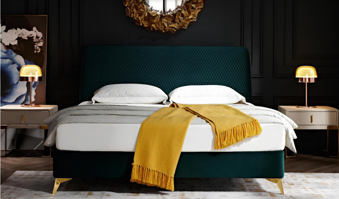Schlafzimmer 3 tlg. Set Bett 2x Nachttisch Konsole Betten Polster Doppel Hotel