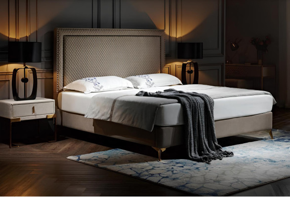 Bett 3tlg. Schlafzimmer Set Design Luxus Schlafzimmer Hotel Möbel 2x Nachttisch