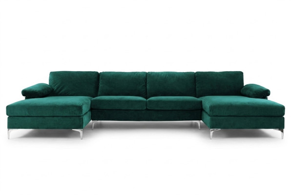 Grünes U-Form Ecksofa Wohnlandschaft Couch Eckgarnitur Design