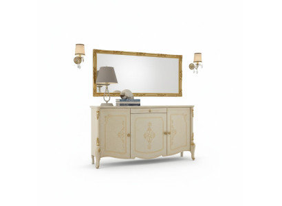 Koommode mit Spiegel Holz Kommoden Möbel Schrank Schlafzimmer Schwarz Sideboard