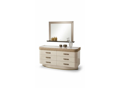 Kommode mit Spiegel Sideboard Kommoden Set Italienische Möbel 2tlg. Schrank Holz