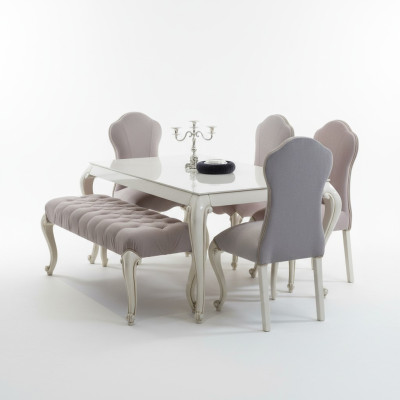 Esszimmer Set Design Garnitur 6tlg. Holz Möbel 4x Stuhl Tisch Hocker Gruppe Neu