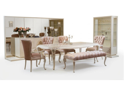 Esszimmer Garnitur Tisch Anrichte 4x Stuhl Set Vitrine Hocker 8tlg. Neu