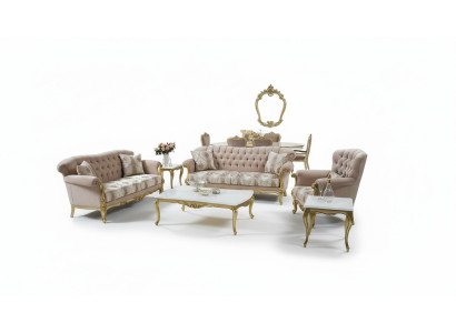 Luxus Sofa Couch Set 5tlg Sofagarnitur 3+2+1 Couchtisch Beistelltisch Sessel