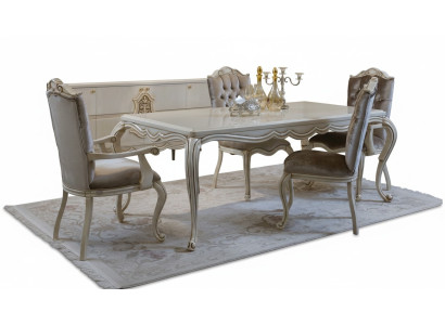 Klassisches Esstisch 4x Stühle Esszimmer Gruppe Tisch Tische Sitzgruppe 5tlg