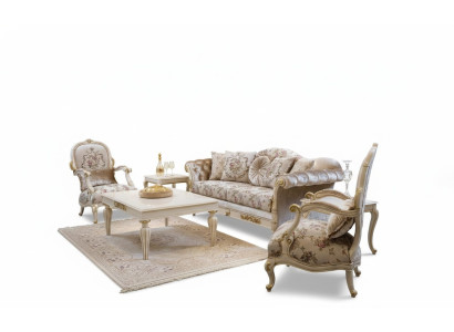 Luxus Sofagarnitur Sitzer Couchtisch Sofa Sofas Sessel Stoff Couch 4tlg.