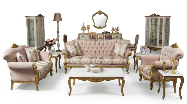 Luxus Dreisitzer Sofa 3 Sitz Sitzer Stoff Couch Möbel Stil Textil Italien
