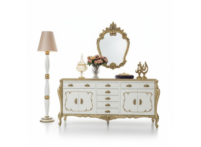 Sideboard Kommoden Anrichte Möbel Schrank Garnitur Set 2tlg Kommode Spiegel Neu