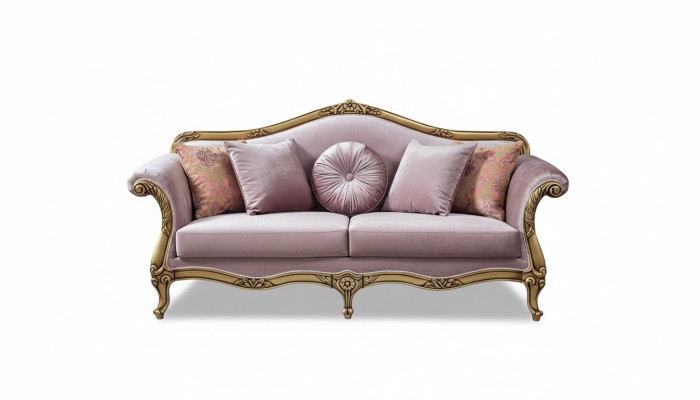 Sofa 3 Sitzer Lila Textil Sofas Couch Polster Luxus klassisch Dreisitzer