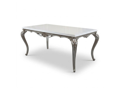 Klassischer Esstisch Silberne Tische Barock Rokoko Tisch Esszimmer Möbel Weiß